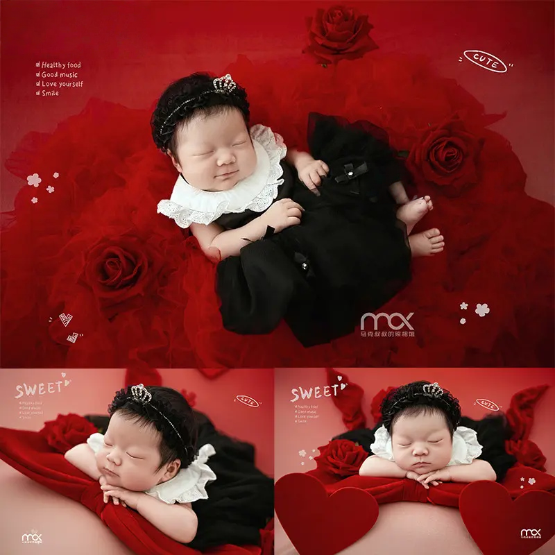 2026 Black Dress Red Set - Newborn Photography Theme - Image 2